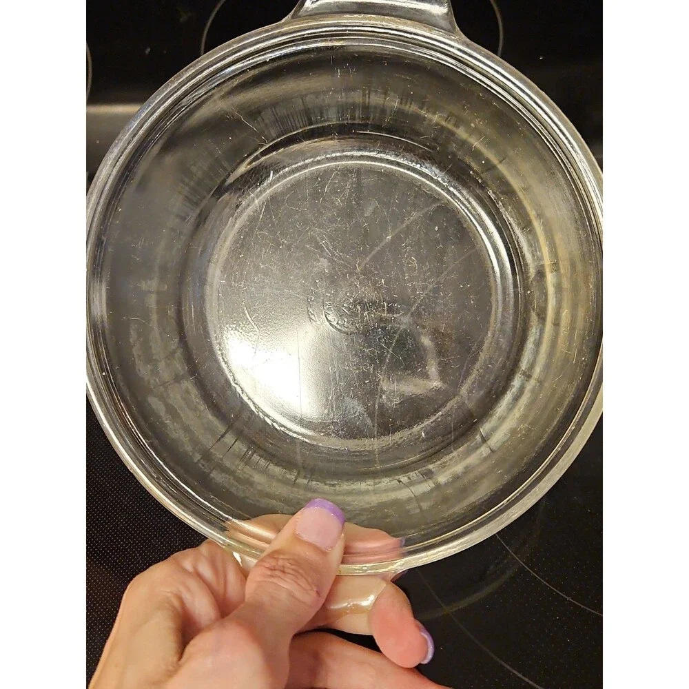 Vintage Pyrex Etched Floral Glass Casserole Dish w/ Lid & Silver Carrier 623 - C